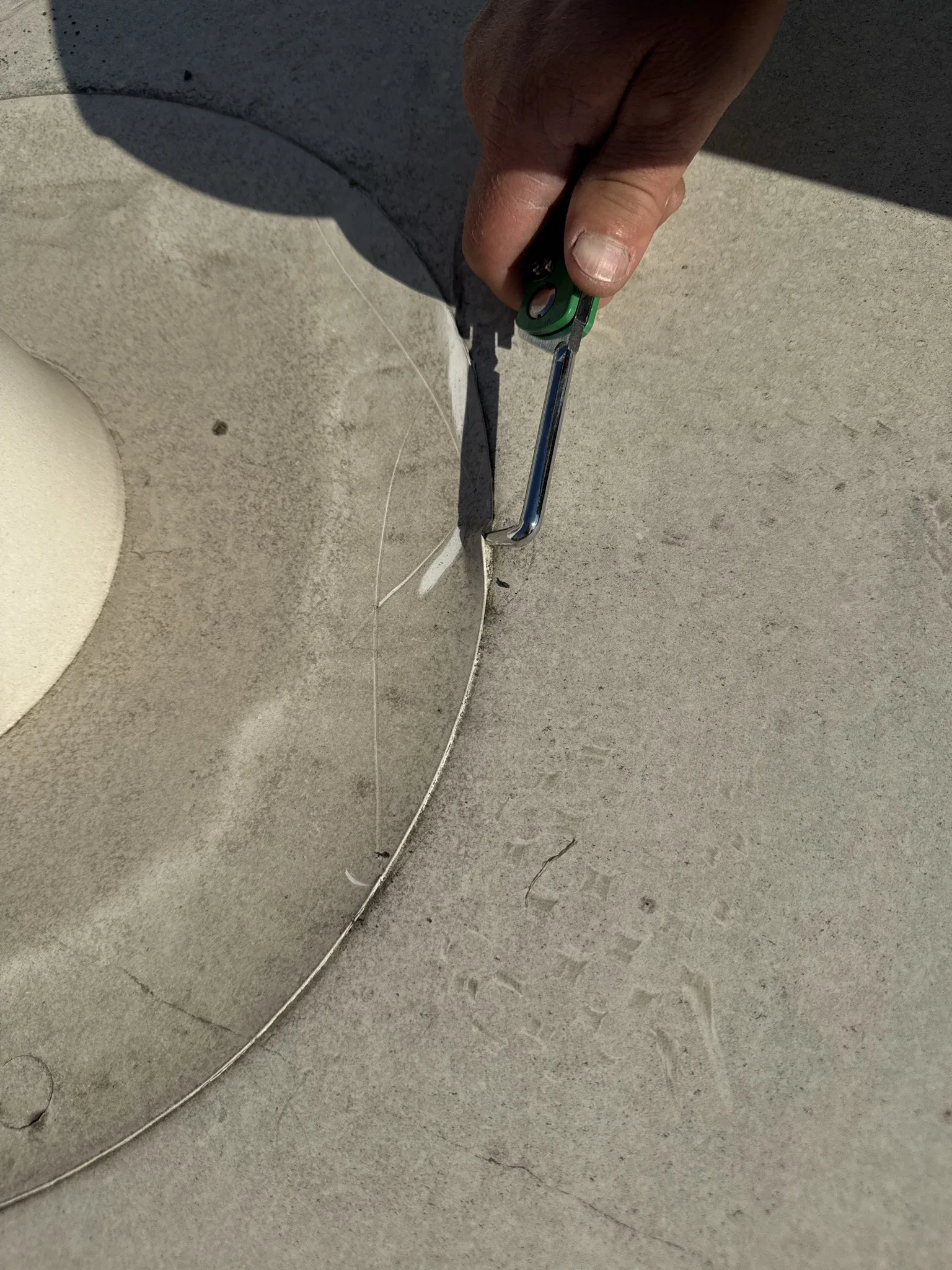 This is us checking the seams to make sure that it's welded properly because this is where a lot of leaks happen.